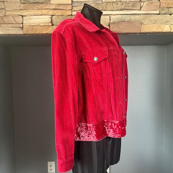 J. Jill Pink Oversized Corduroy Crushed Velvet Jean Jacket Preppy Layer Artsy S - Picture 6 of 11